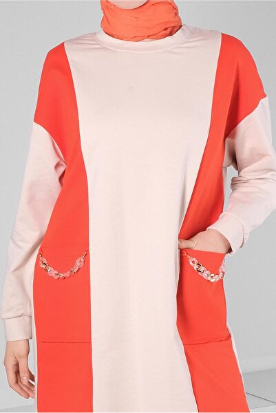 Alvina Chain Detailed Color Blocked Tracksuit Tunic - 43561