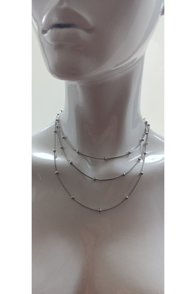 feyzsteel Dorica Bulk Triple Combined Chain Steel Necklace