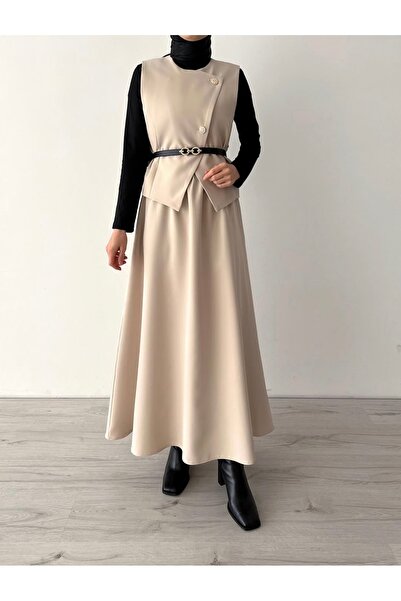 Avakado مجموعة مزدوجة من تنورة الصدرية ذات الحزام والجزء السفلي