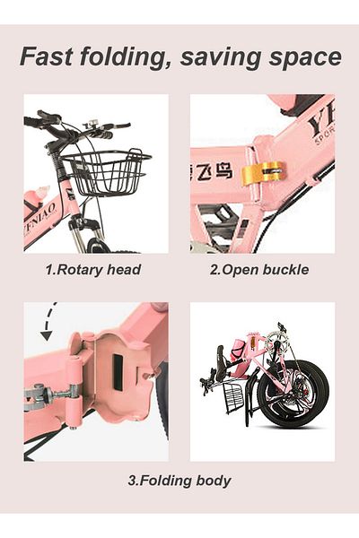 KidLe Kids Bike 18 Inch, 7 Speed Foldable Bicycle 18/20/22 Inch Mountain Bike For Children-18 Inch