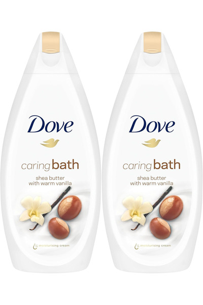 Dove Baie calmantă și îngrijitoare cu unt de shea și vanilie caldă, 450 ml x 2