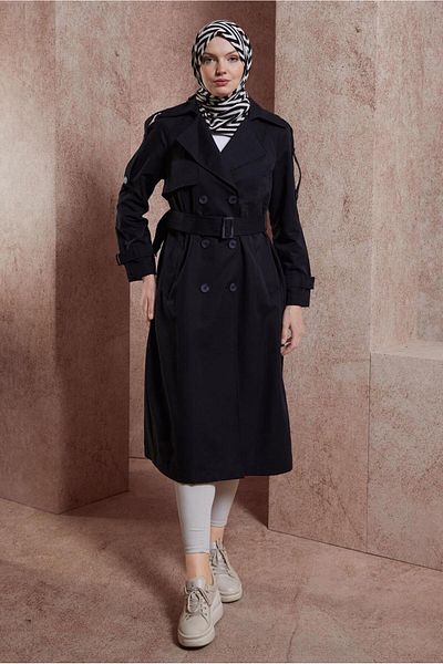 Alvina Button Detailed Belted Trench Coat 10890