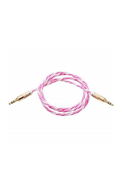 Generic كابل AUX بطول 1 متر وردي/أبيض