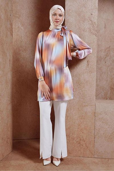 Alvina Satin Hijab Tunic - Model 44628