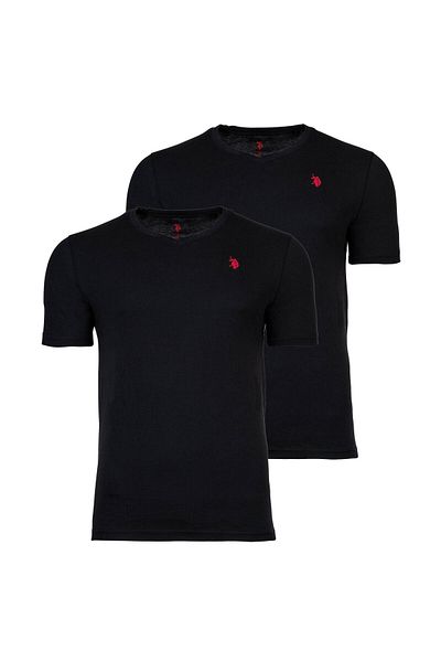 U.S. Polo Assn. US POLO ASSN. Herren T-Shirts, 2er Pack - V-Ausschnitt, Logo-Stickerei, Baumwolle