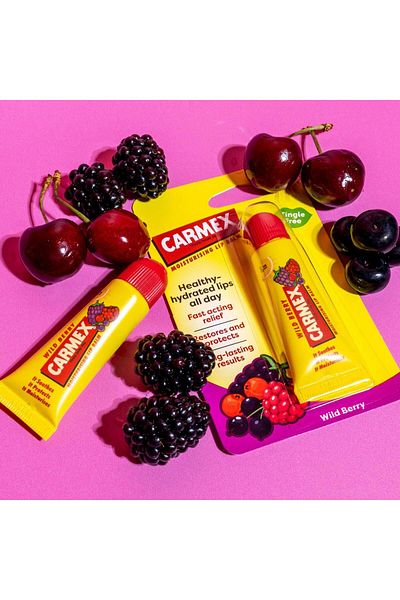 Carmex Lip Balm Wildberry Tingle Free Tube SPF 15 X 3