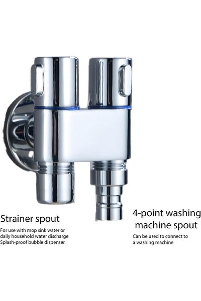 COOYA Dual Control Faucet, One In and Two Out Copper Valve Taps, for Washing Machine Toilet