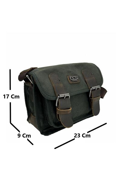 ÇÇS Geantă de umăr din pânză ceară verde - Ççs 31488 Messenger cu curea