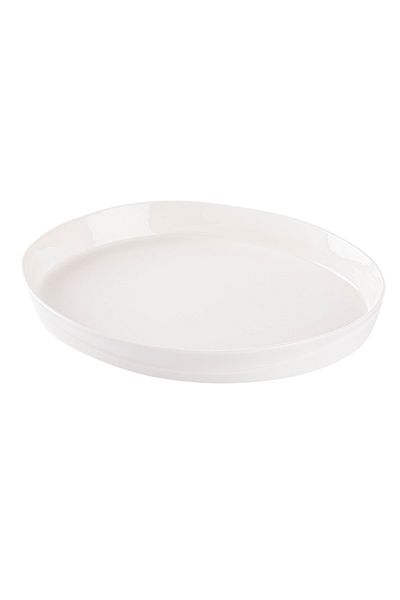 Tantitoni Space White Porcelain Double Pit Food Plate Set 16.8cm