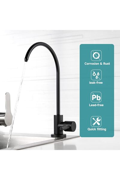 Generic Made in Germany Drinking Water Faucet, Matte Black, 304 Stainless Steel, Reverse Osmosis Sink Filter