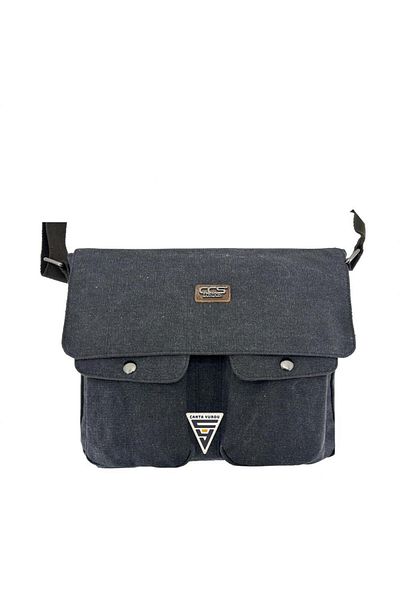 ÇÇS London 31469 Geantă de umăr Messenger din pânză neagră
