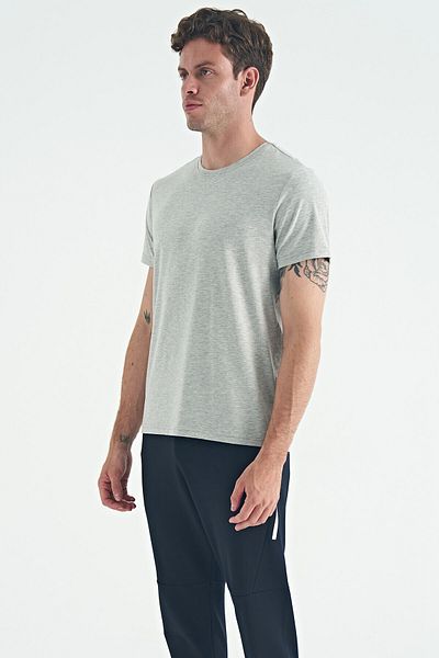 AIR JONES Calvin Gray Melange Basic Men's T-shirt - 88245