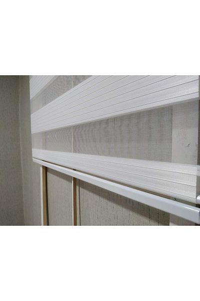 storyperde White Zebra Curtain with Wide Pleats (Straight Skirt)