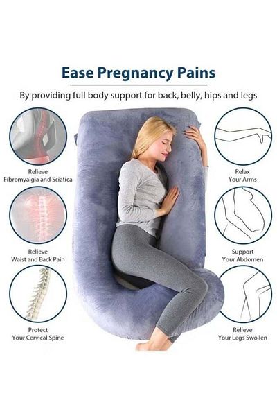 fulina Pregnancy Pillows, With Removable Cover, 160x120x70cm, Comfortable Slumber for Pregnant, Grey
