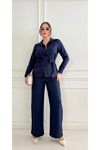 Anka Önden Bağlamalı Bluz pantolon takım