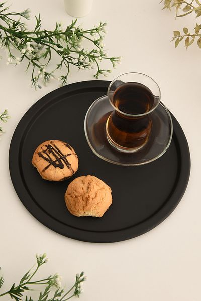AKSESUAR EVRENİ Dario Round Decorative Presentation Tray Black 1 Piece