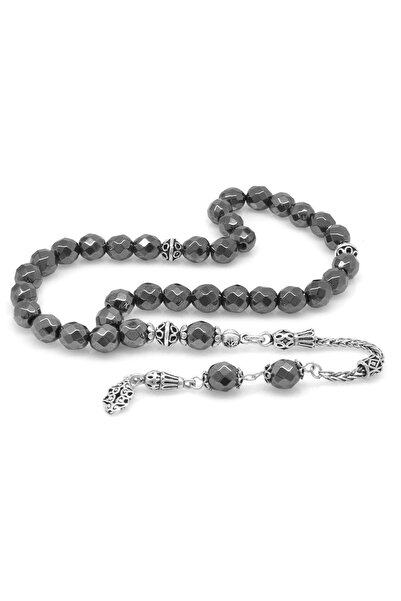 Tesbihane 925 проба срібла з бахромою, куля з фасетом, гематит, натуральний камінь, чотки