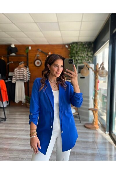 Anka Belden Büzmeli Blazer Ceket