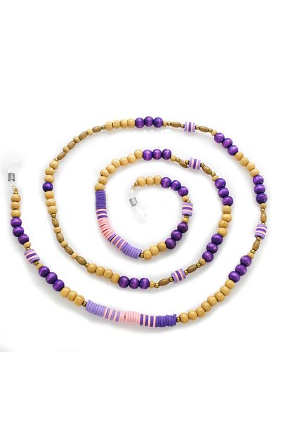 Tesbihane Handmade Purple Color Transitional Ethnic Wooden Combination Authentic Glasses Hanger