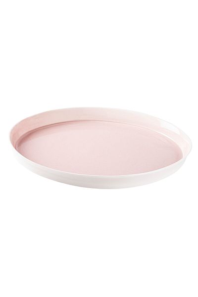 Tantitoni Space Pink Porcelain Double Pit Food Plate Set 16.8cm