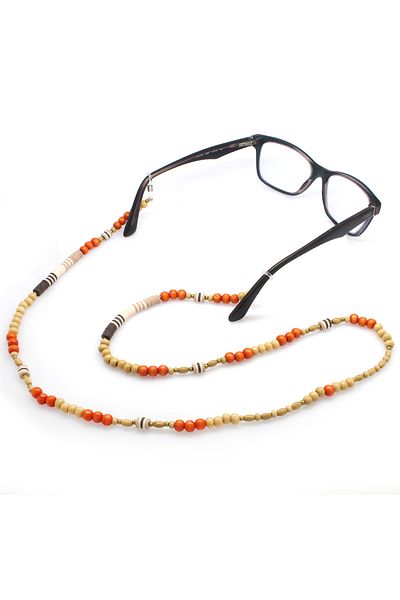 Tesbihane Handmade Orange Color Transitional Ethnic Wooden Combination Authentic Glasses Hanger