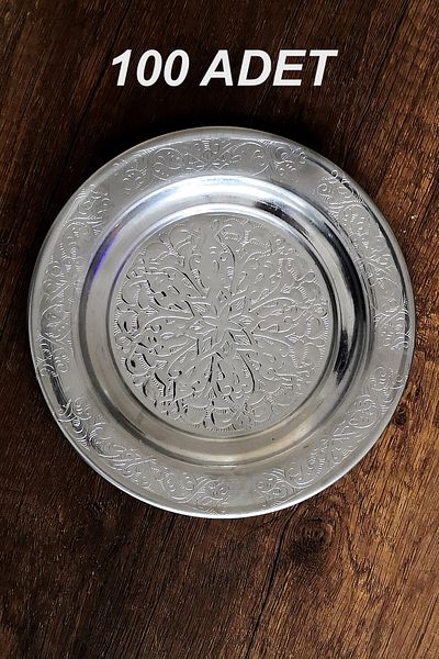Binbir Trend 14 cm - Authentic Patterned Chrome Steel Appetizer and Serving Plate