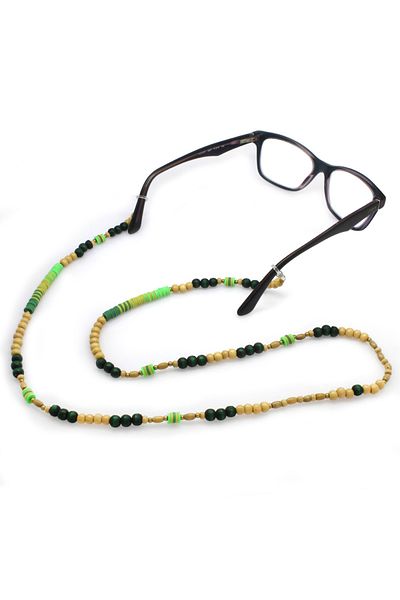 Tesbihane Handmade Green Color Transitional Ethnic Wooden Combination Authentic Glasses Hanger