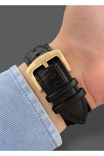 Reward Original 2 Year Warranty Automatic Mechanism Functions Active Leather Band Men's Wristwatch
