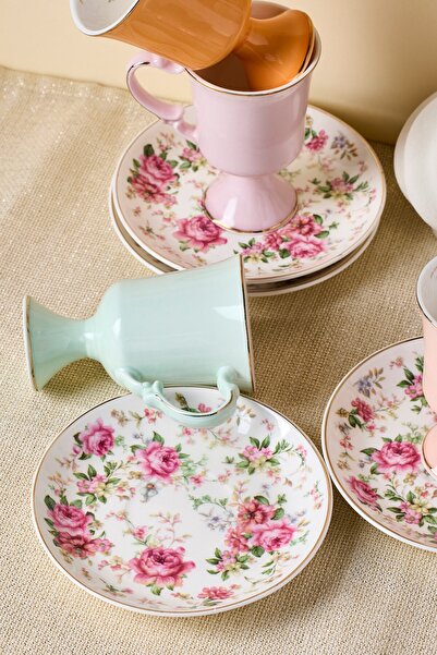 Perotti 6 People Porcelain Dwarf Cup Color Garden