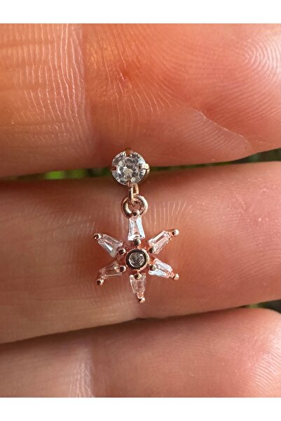Bylin Cerrahi Çelik Rose Gold Yıldız Çiçeği Piercing-Helix,Tragus,Lobe,Anti H...