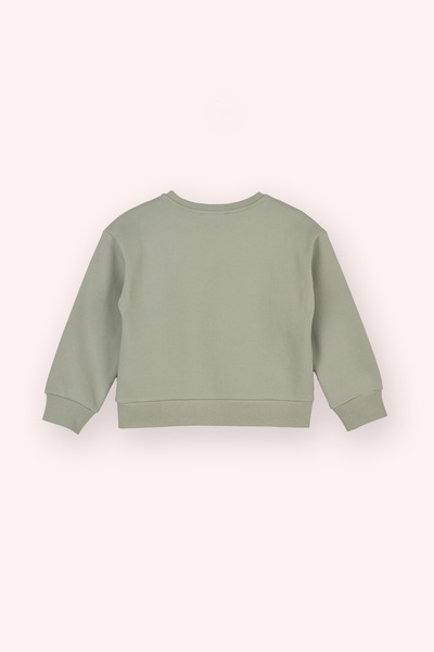 Panço Kız Çocuk Bisiklet Yaka Haki Sweatshirt