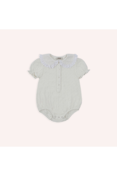Panço Kız Bebek Yumuşak Dokulu Bebe Yaka Ekru Body Gömlek