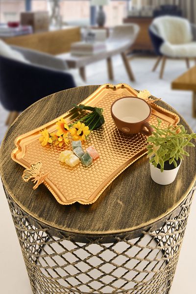 AKSESUAR EVRENİ Fiano Butterfly Honeycomb Model Butterfly Detailed Presentation Tray 1 Piece