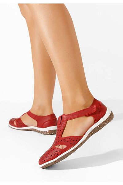 B T Shoes Dorina red leather women's ballet flats