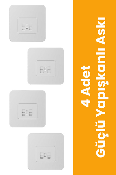 VİE HOUSE Süper Güçlü Yapışkanlı Banyo Askısı Yedek 4 Adet Sticer Raf Tutucu ...