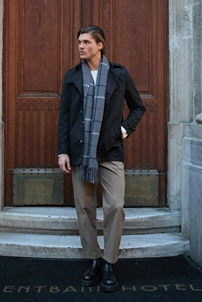 Danger Men's Fit Fit Black Trench Coat