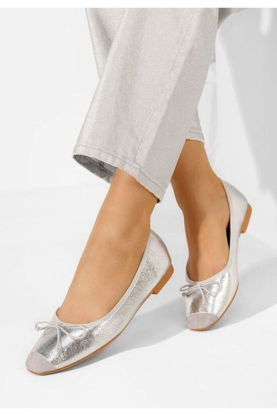 B T Shoes Balerini dama Sarina argintii