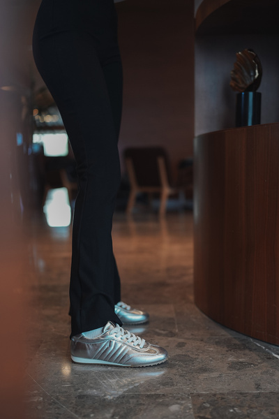 Marjin Zonya Silver Women's Sneakers - Stitched Sneakers