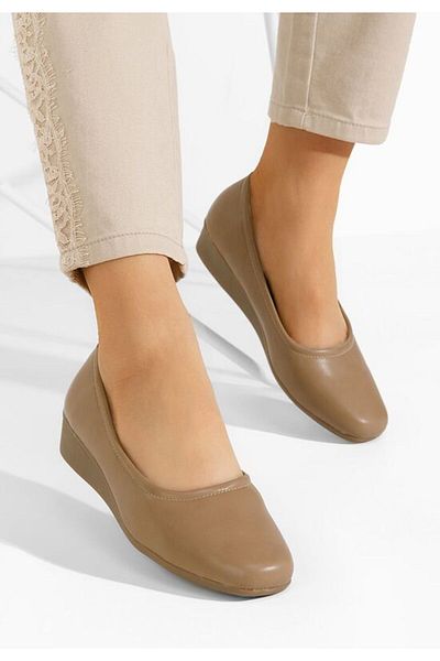 B T Shoes Balerini cu platforma Belimia kaki