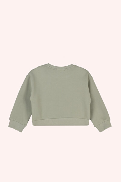 Panço Kız Bebek Bisiklet Yaka Haki Sweatshirt
