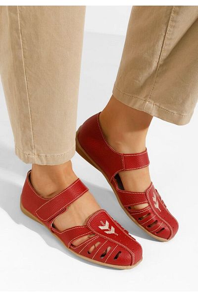 B T Shoes Emmeline red leather ballerinas