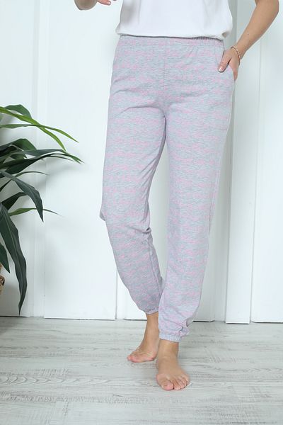 Nicoletta Gray Lycra Women's Pajama Bottoms - Pockets and Ankle Elastics