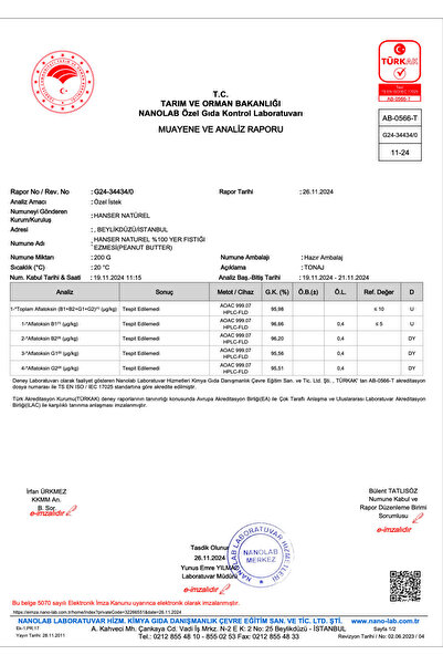 Hanser Natürel %100 Yer Fıstığı Ezmesi 1 Kg Şeker Ilavesiz, Katkısız, Taze Çekim