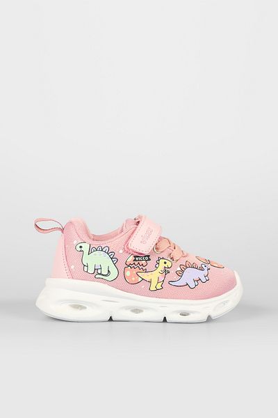 Vicco Dino Lighted Girls Preschool Powder Sneakers
