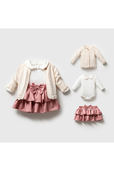 Nipperland KIZ BEBEK CEKETLİ ETEKLİ MAGNOLIA TAKIM