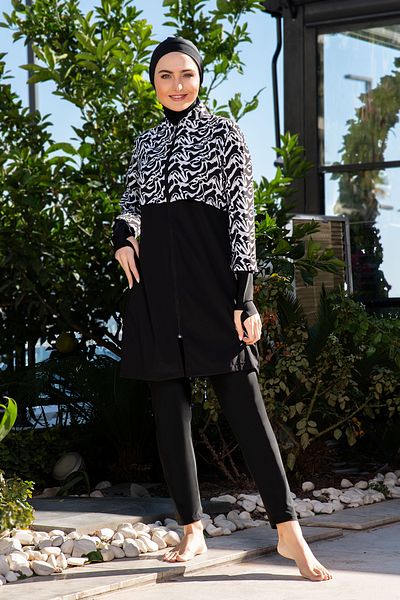 REMSA Hijab complet acoperit (costum de baie) 25217-3 Negru