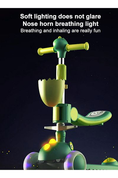 Ma Baby 5-in-1 Dinosaur Kick Scooter for Kids with Adjustable Handlebars
