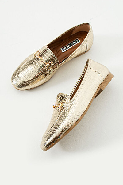 Gökçe Shoes Vitus Gold Tokali Krako Desenli Kadin Babet