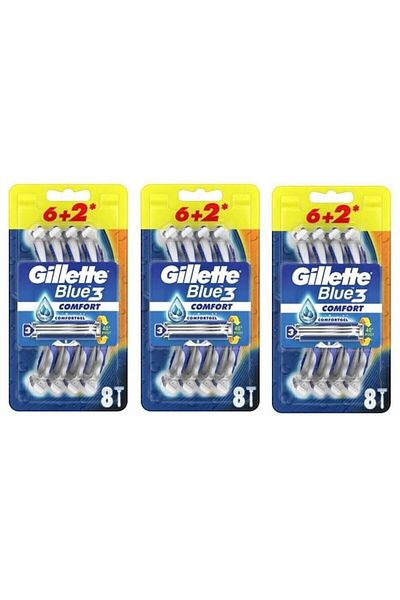 Gillette Blue3 Comfort Disposable Shaving Blades 8 x 3 Pack