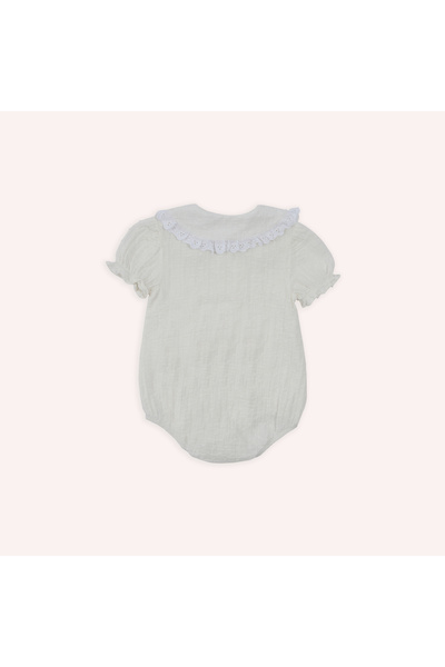 Panço Kız Bebek Yumuşak Dokulu Bebe Yaka Ekru Body Gömlek